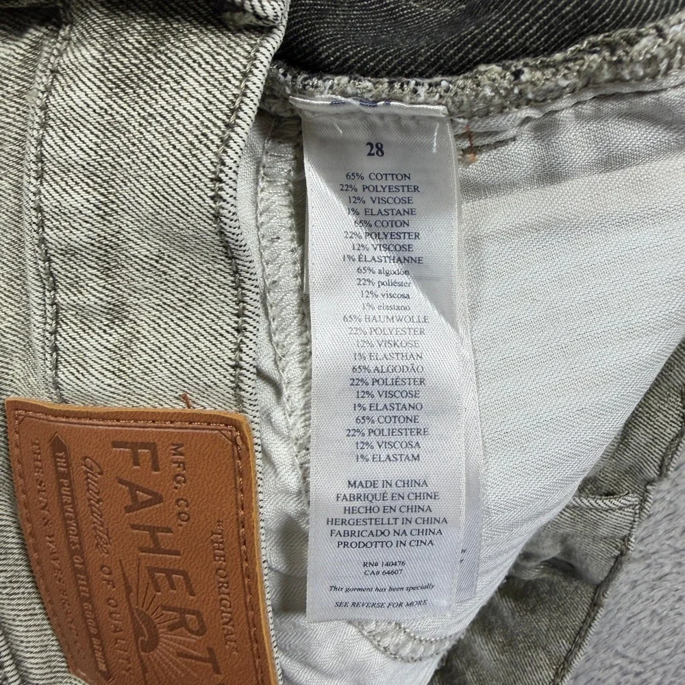 Faherty Jeans Womens 28x29 Gray Slim Straight Gray Sunwashed Denim WBS2506-OHW